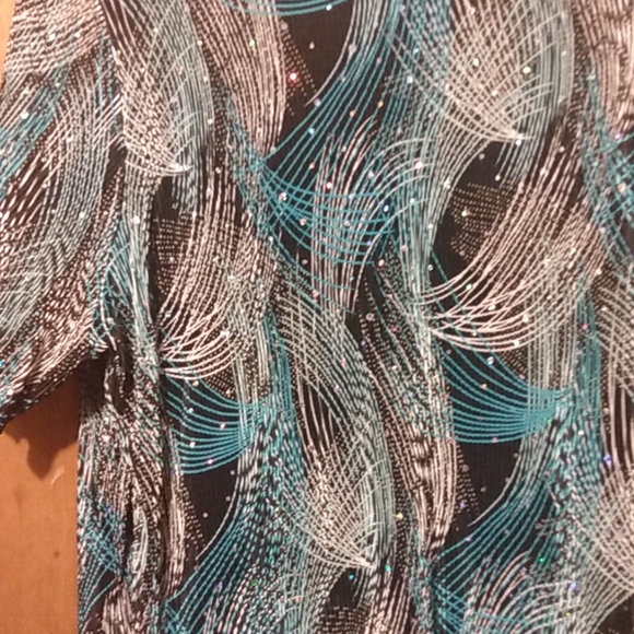 Essentials Size 1X Sparklee Mini Accordion Pleat Disco Wedding Party Top Blouse - Picture 10 of 12